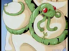 Terrified Hentai Cutie Gets A Nasty Snake Inside Of Her Body